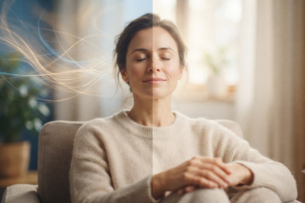 Femme détendue en séance d'hypnothérapie pour la gestion du stress et de l'anxiété à Tourbes